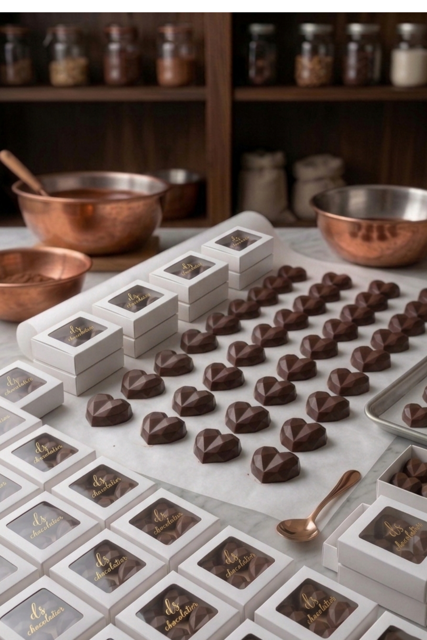 Imperial Geometric Heart Dark Chocolate – Hazelnut, Nuts & Dehydrated Fruits